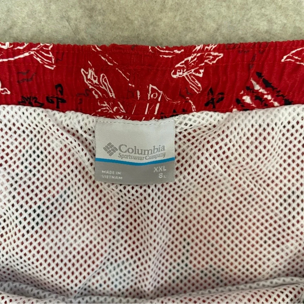 Columbia PFG Red Fish Flags Mesh Lining Men’s Swim Beach Shorts Trunks size XXL